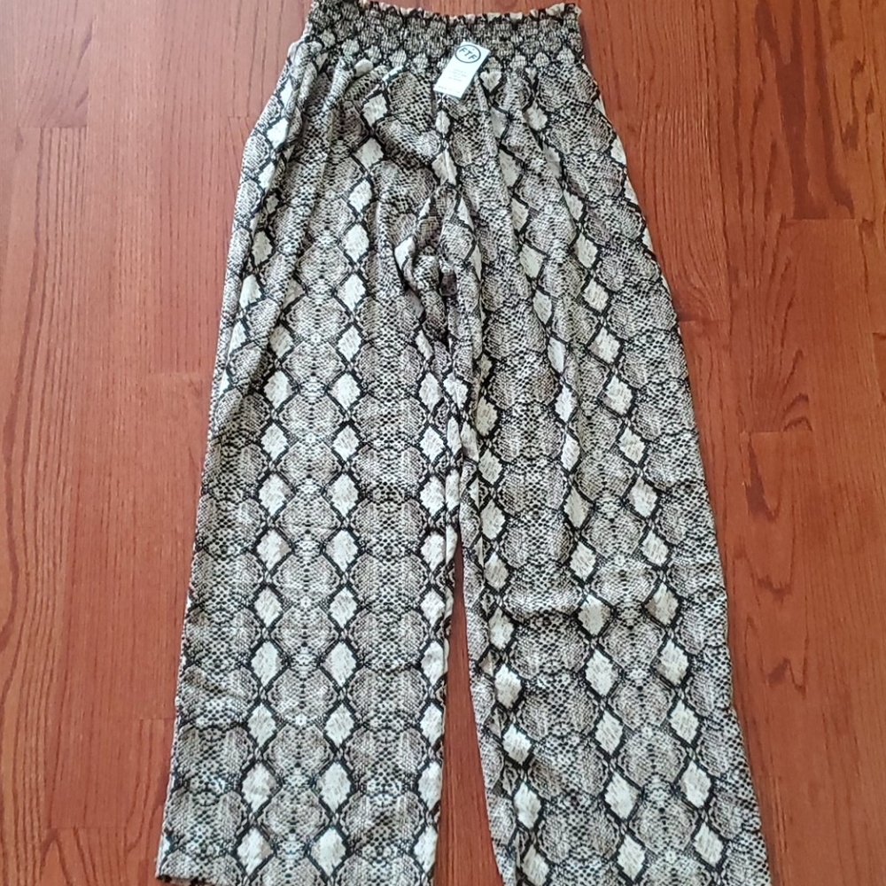 snake skin wide leg pants
